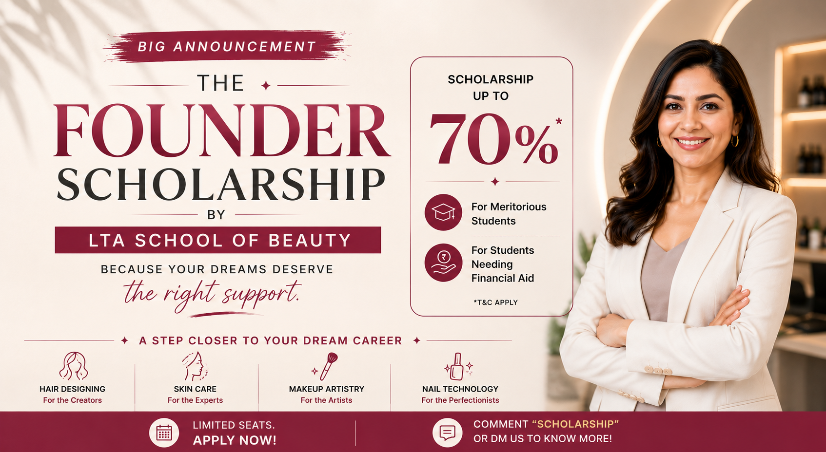 Big Announcement: The Founder Scholarship by LTA School of Beauty