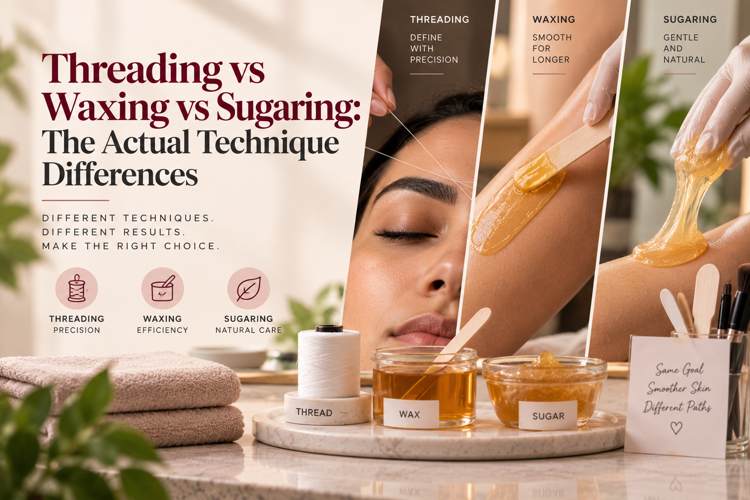 Threading vs Waxing vs Sugaring- The Actual Technique Differences